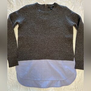 J. Crew Women's Sweater Built in Shirt Grey Wool XS